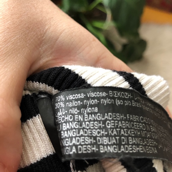 Zara White & Black Striped Ribbed Turtleneck - Picture 5 of 5